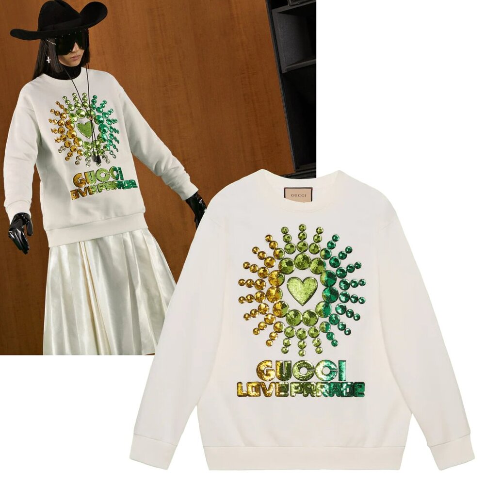GUCCI SWEATSHIRT LOVE PARADE COTTON SEQUINNED TOP